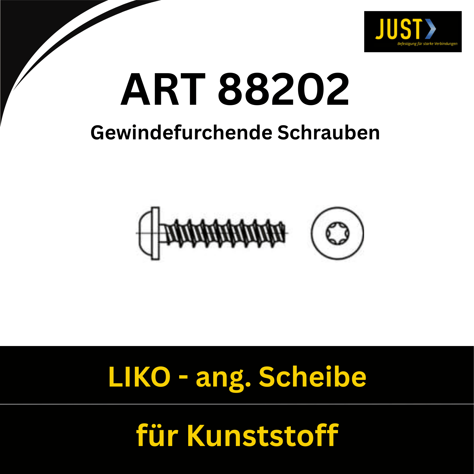 Bild für Kategorie ART 88202 ➤ gewindefurchende Schrauben LIKO - für Kunststoff, ang. Scheibe